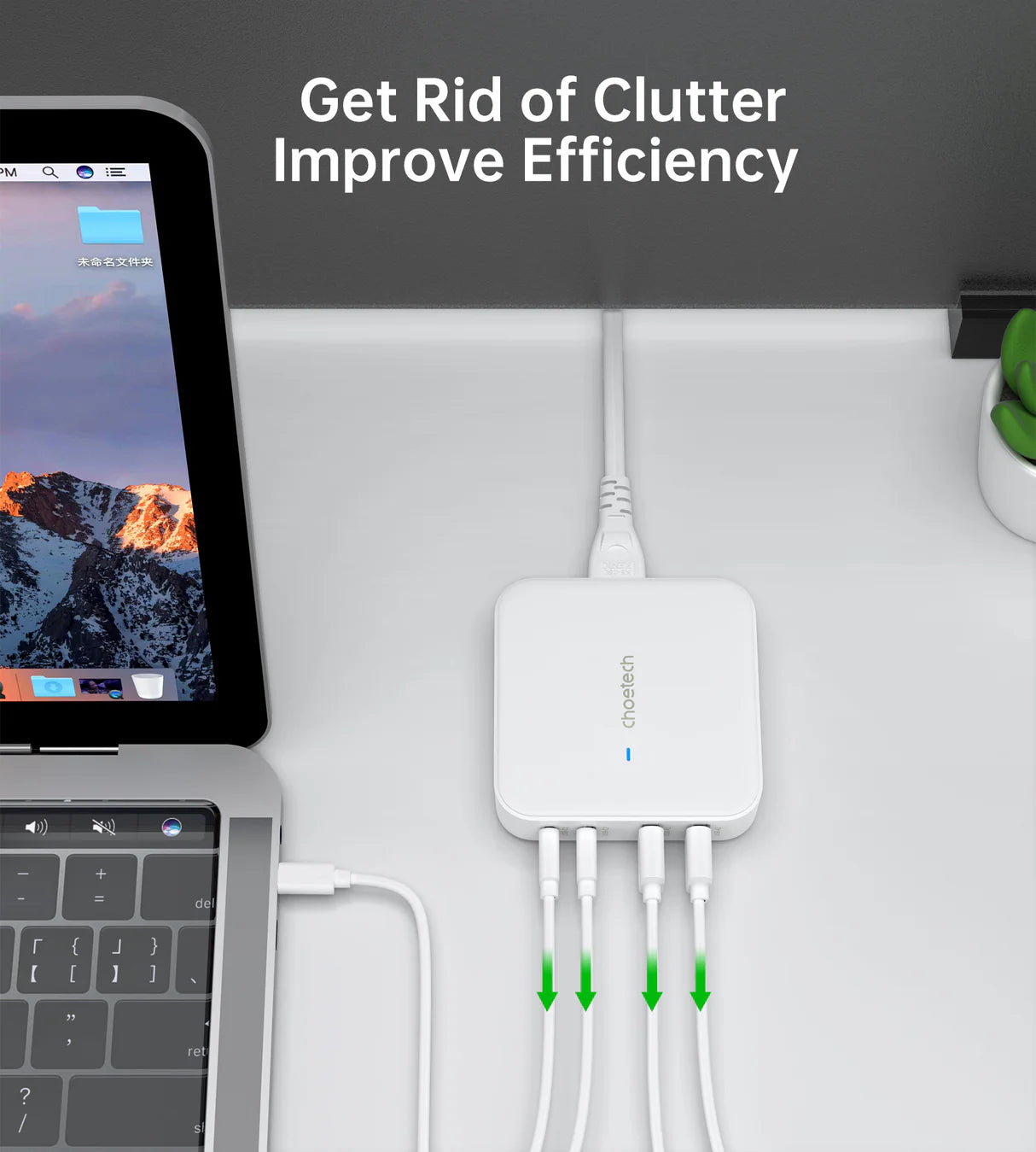 Choetech GaN 100W 4 ports desktop charger UK white Choetech GaN 100W 4 ports desktop charger UK white